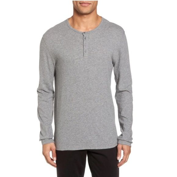 🎁 VINCE Raw Edge Long Sleeve Henley T-Shirt